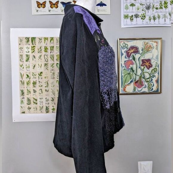 Vintage 90s First Option Suede Look Jacket Cottagecore Patchwork Medium Petite - Picture 13 of 14